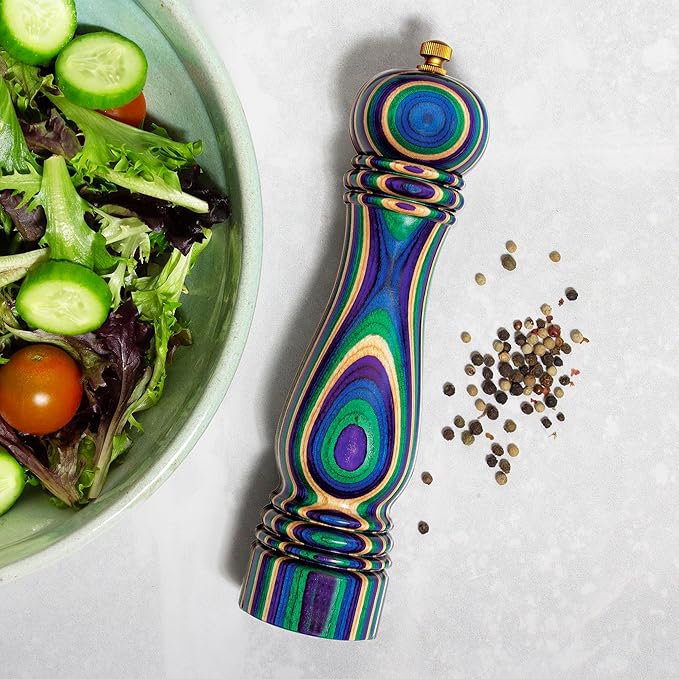 Baltique Mumbai Pepper Grinder – 8 Inch Colorful Wooden Pepper Mill - Image 2