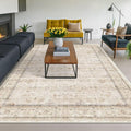 Washable Ivory 6x9 Living Room Rug, Non Slip Dinning Rugs by HazoHaus