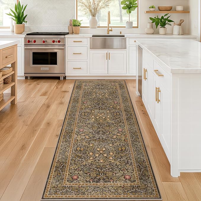 Washable Runner Rug Non Slip 2x6, Laundry Room, Bedroom Bedside, Vintage Floral - Image 6
