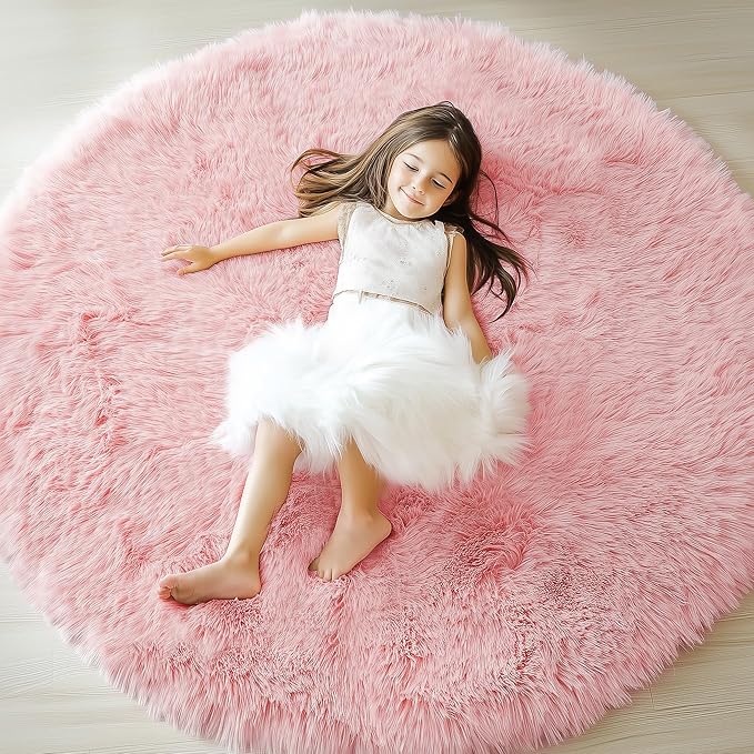 ONASAR Light Pink Round Area Rugs 5ft - Image 3