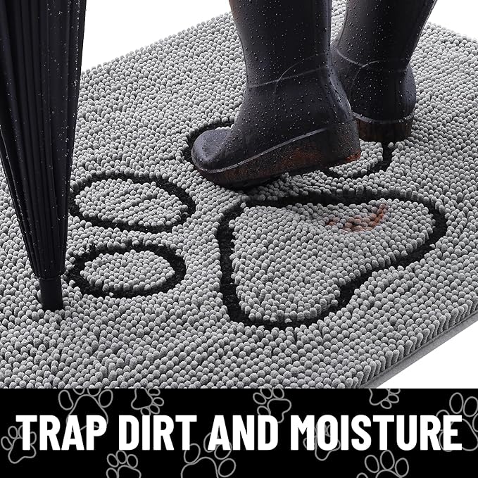 Smiry Dog Door Mat for Muddy Paws, Absorbent Dirt Trapper Non Slip Quick Dry - Image 2