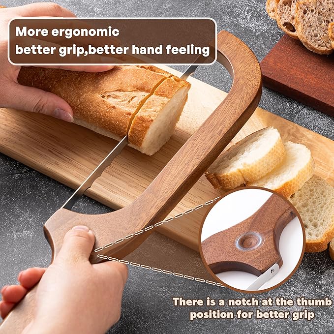 Bread Knife for Homemade Bread, 14.5" Wooden Sourdough Bread Knife, Sourdough - Image 4