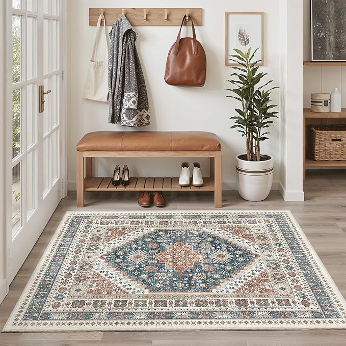 Madane Area Rug 3x5, Entryway Washable Vintage Runners Bedroom Non Slip Indoor - Image 4