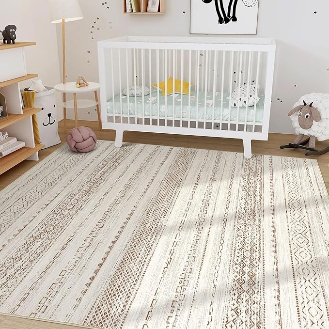 Nakagishi 9x12 Area Rug Living Room: Washable Boho Large Neutral Modern Soft - Image 7