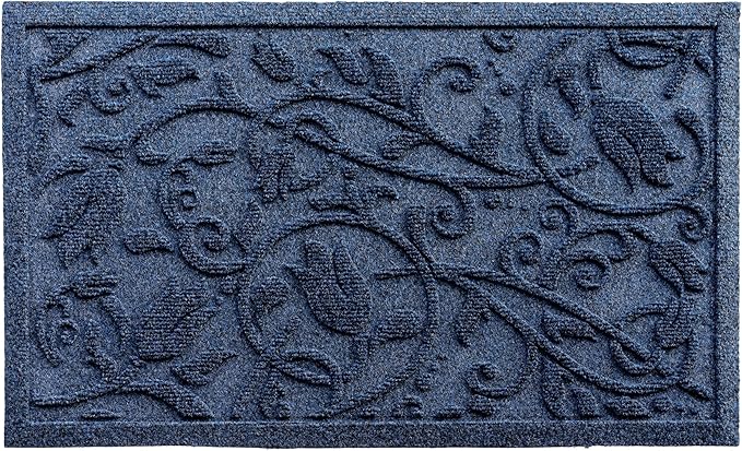 Boho Blue Floral Leaves Outdoor Indoor Entrance Doormats, Absorbent Durable - Image 9