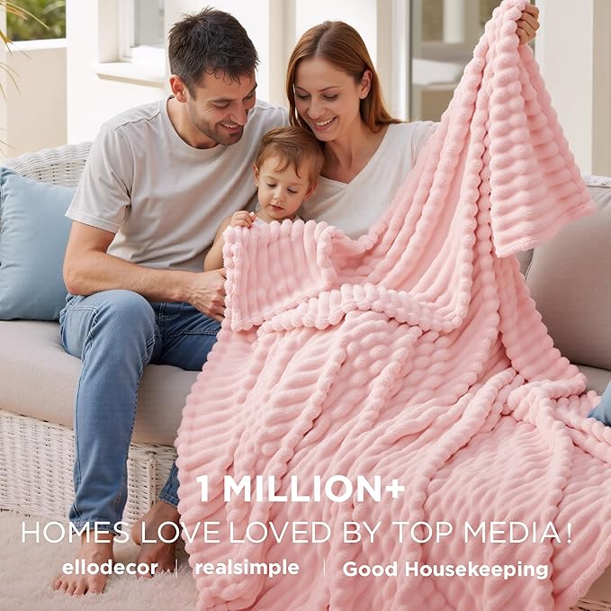 Bedsure GentleSoft Coral Pink Fleece Twin Blanket - Image 2
