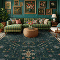 Hazo Haus Dark Green Oushak Living Room Rug 10x14 by HazoHaus