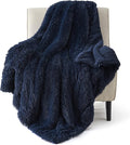 Bedsure GentleSoft Fluffy Navy Blue Throw Blanket by BEDSURE