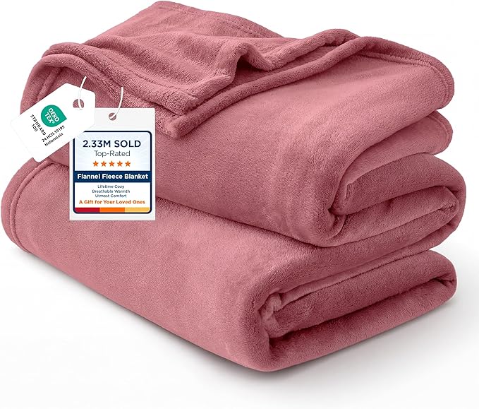Bedsure GentleSoft Fleece Bed Blankets Queen Size Dusty Rose by BEDSURE