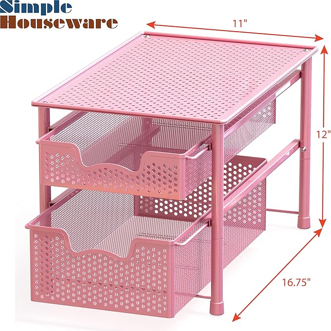 Simple Houseware Stackable 2 Tier Sliding Basket Organizer Drawer