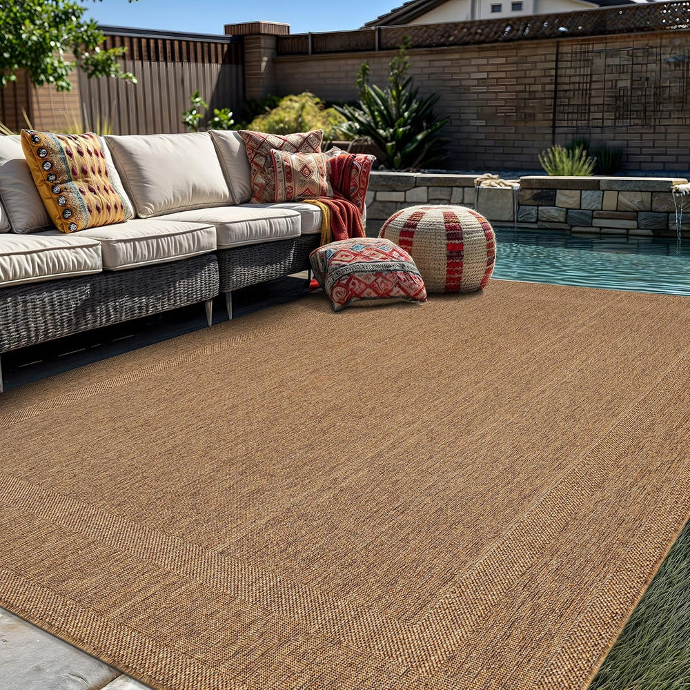 Rugshop Border Jute-Style Indoor Outdoor Area Rug Natural/Jute 5' x 7'