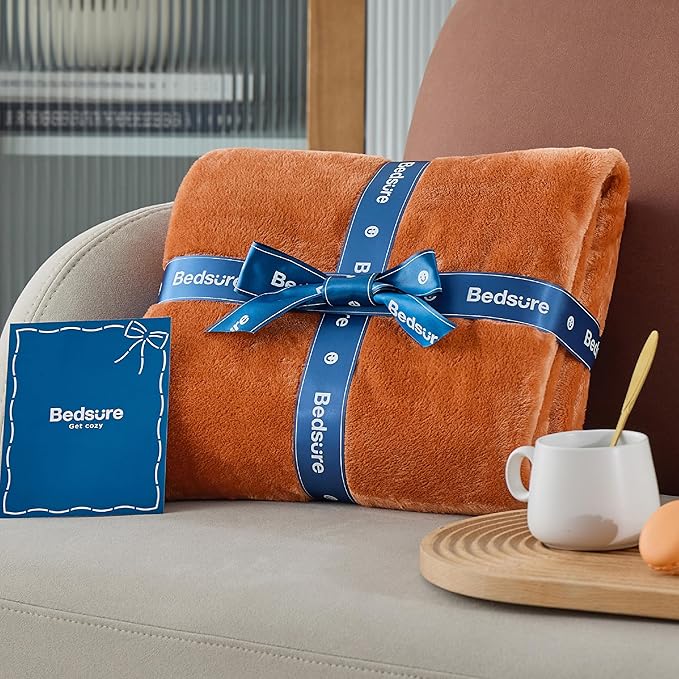 Bedsure GentleSoft Burnt Orange Fleece Throw Blanket - Image 6