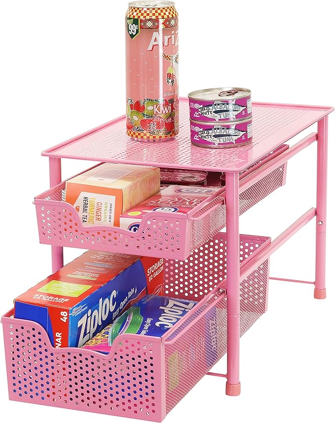 Simple Houseware Stackable 2 Tier Sliding Basket Organizer Drawer