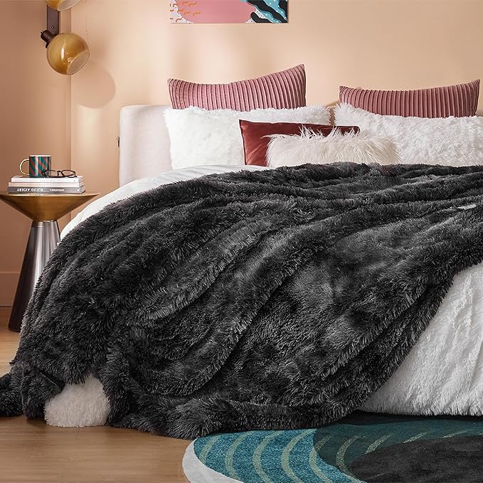 Bedsure GentleSoft Fluffy Tie Dye Black King Size Blanket - Image 5