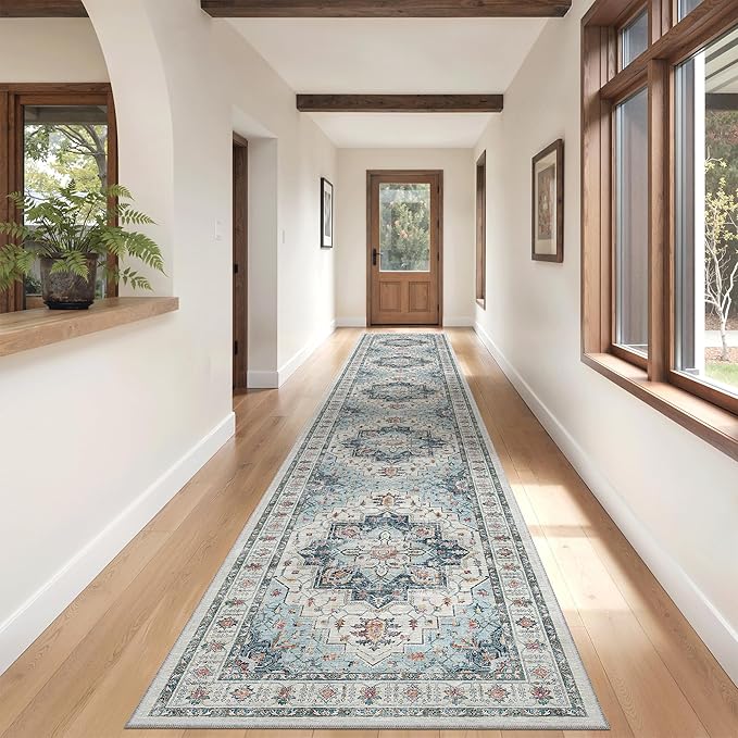 Madane Hallway Runner Rug 2'6''x14' Kitchen Runner, Non Slip Vintage Runners - Image 3
