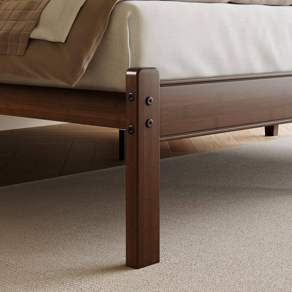 14" Solid Bamboo Wood King Size Platform Bed Frame with Headboard