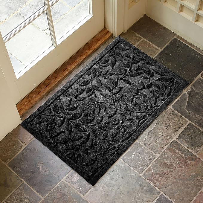 Black Leaves Outdoor Indoor Entrance Doormats, Absorbent Durable Heavy Duty - Image 3
