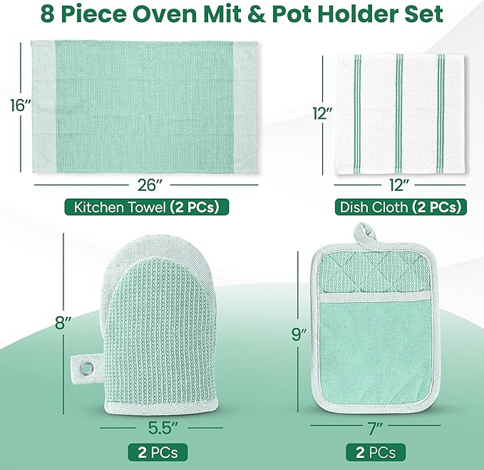 Casa Platino Potholders & Oven Mitts Heat Resistant, 8-Piece Mini Oven Mitt - Image 2