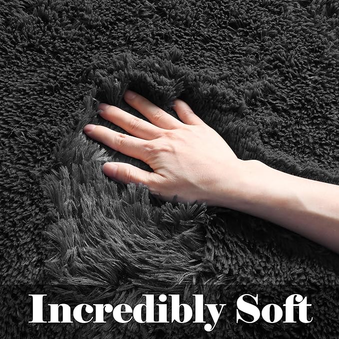 ONASAR Black 8x10 Area Rugs for Living Room, Large Fluffy Shag Bedroom Rug - Image 2