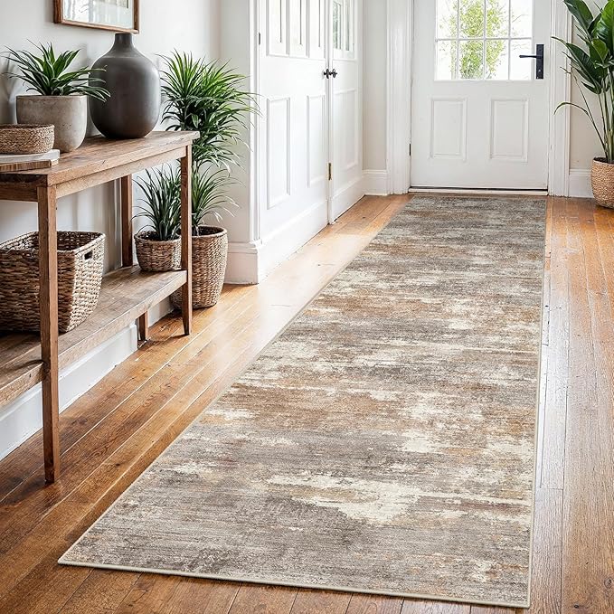 2'6''x12' Washable Kitchen Runner Rug: Modern Abstract Runners - Image 2