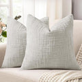 decorUhome Light Grey Chenille Euro Sham Throw Pillow Covers 24x24 Set of 2 by decorUhome