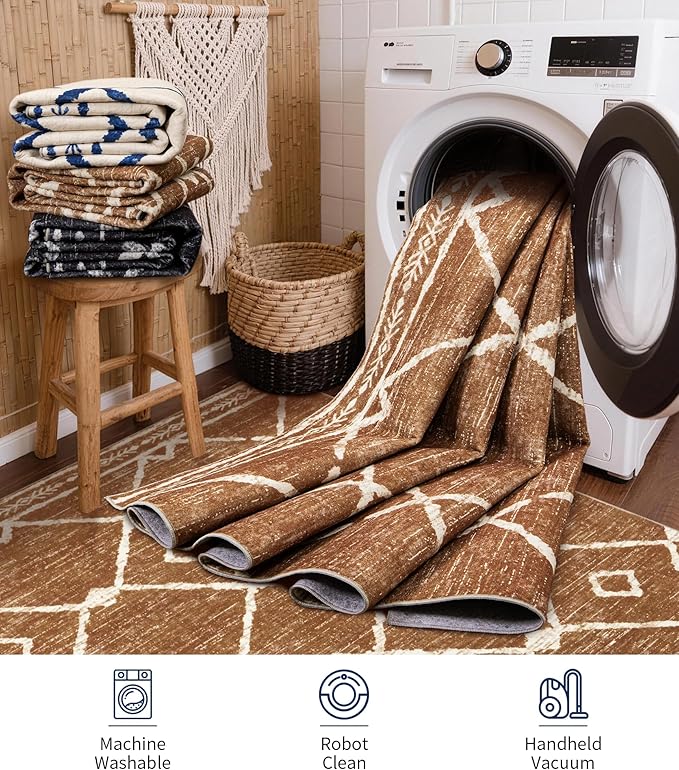YIHOUSE Western Rugs for Living Room, 8x10 Moroccan Area Rug, Aztec Burnt - Image 6