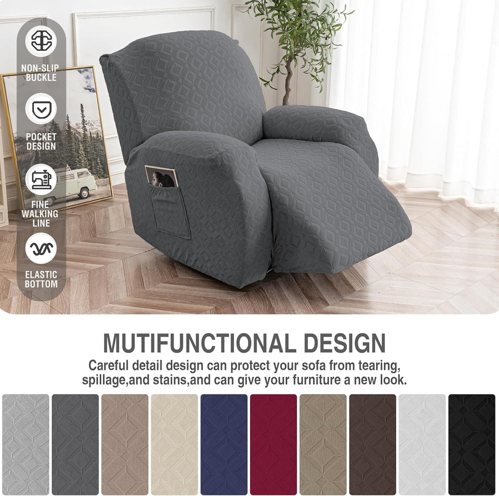 Genina Waterproof Recliner Chair Cover,XL-1 Seat Couch Cover,Dark Gray