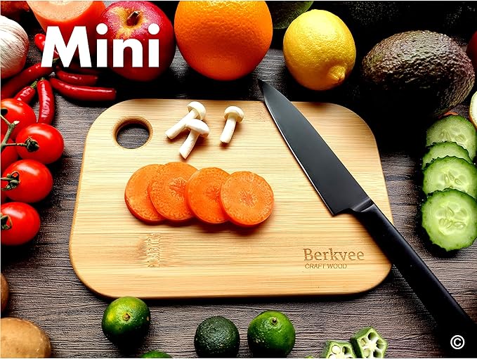 2 PCs Berkvee Small FSC-CERTIFIED Bamboo Wood Cutting Board Set – Mini - Image 2