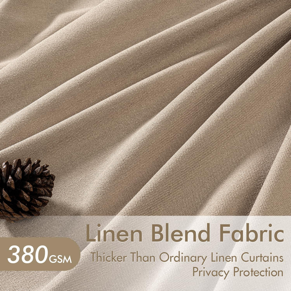 MIULEE Pinch Pleated Thick Linen Curtains 40x96 Inches Taupe 4 Panels Set