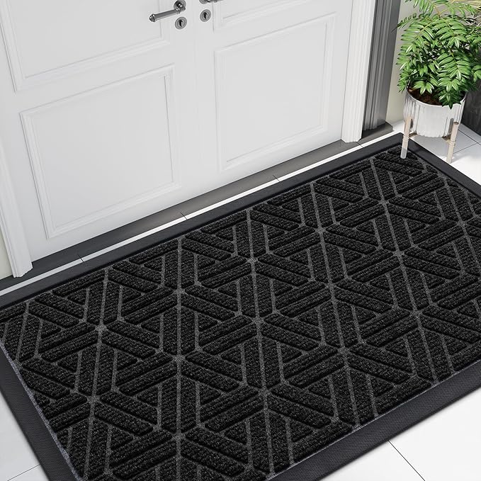 Smiry Front Door Mat Outside Entrance, Heavy Duty Sturdy Natural Rubber Doormat by Smiry