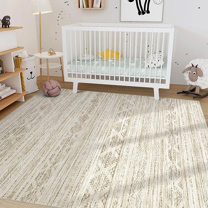 Nakagishi Area Rugs 9x12 Living Room: Washable Boho Large Neutral Modern Soft - Image 8