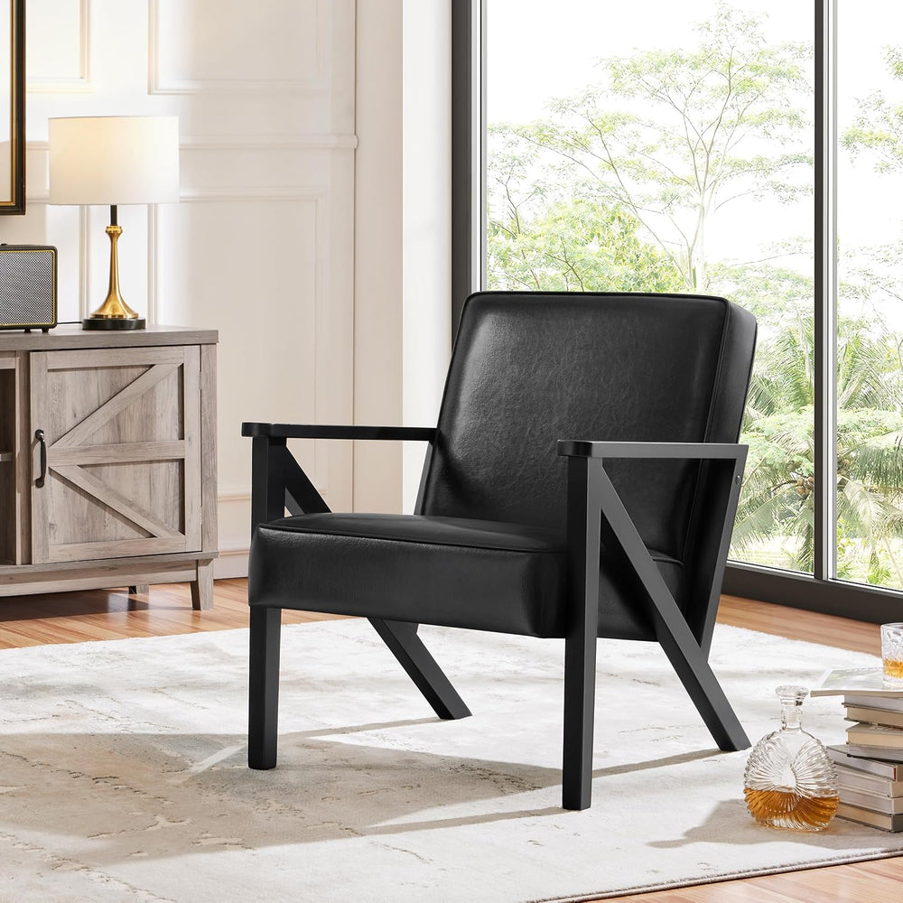 Yaheetech Mid-Century Modern Accent Chair, Lounge Chair, Black