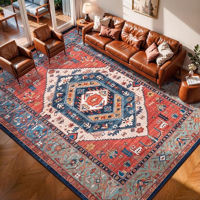 SERISSA 7x9 Area Rugs for Living Room, Large Washable Non-Slip Boho Rug - Image 8