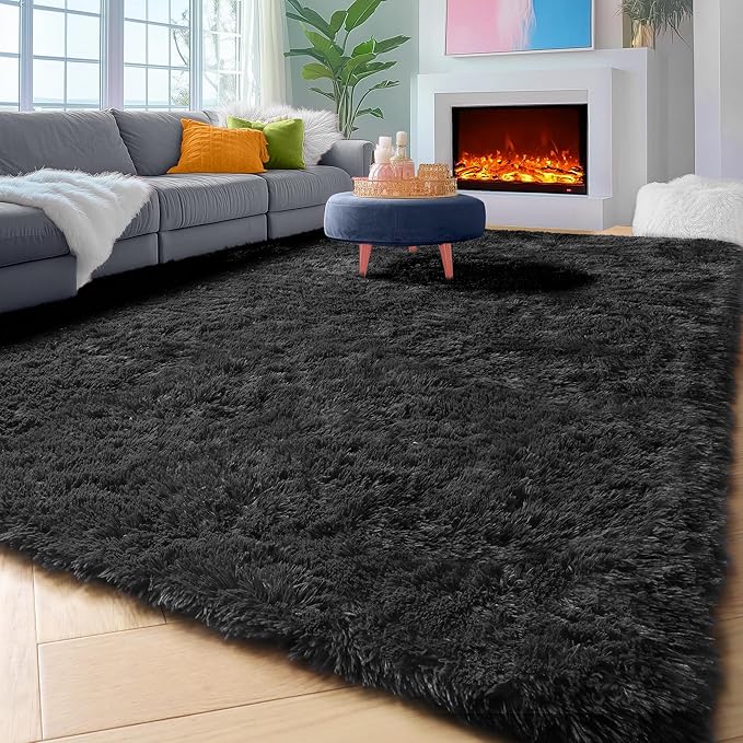 ONASAR Black 8x10 Area Rugs for Living Room, Large Fluffy Shag Bedroom Rug - Image 9