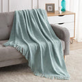 BOURINA Aqua Throw Blanket 50x60 Inches Throw Textured Solid Soft Sofa Couch by BOURINA