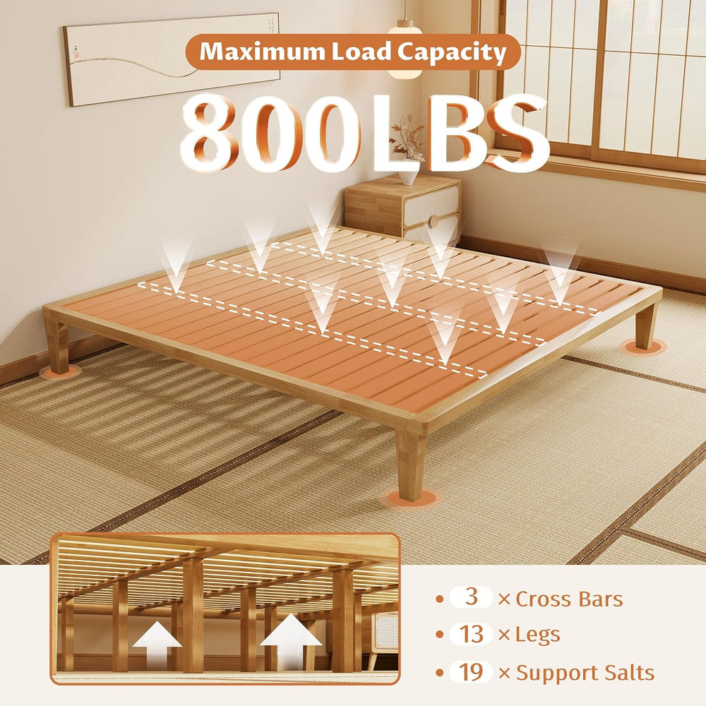 IOTXY King Platform Bed Frame - 12" Solid Wood Mattress Foundation Base