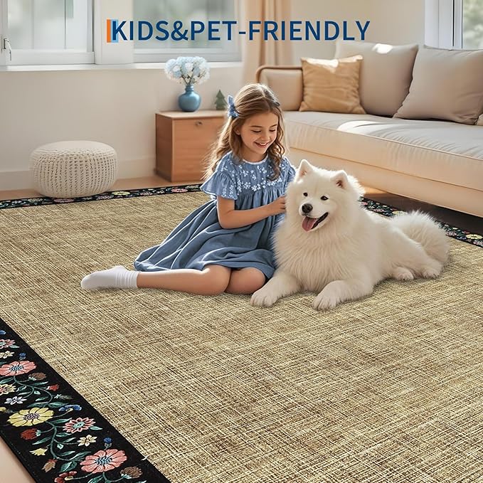 GarveeHome 4x6 Area Rugs for Bedroom Living Room Machine Washable Rugs Floral - Image 7