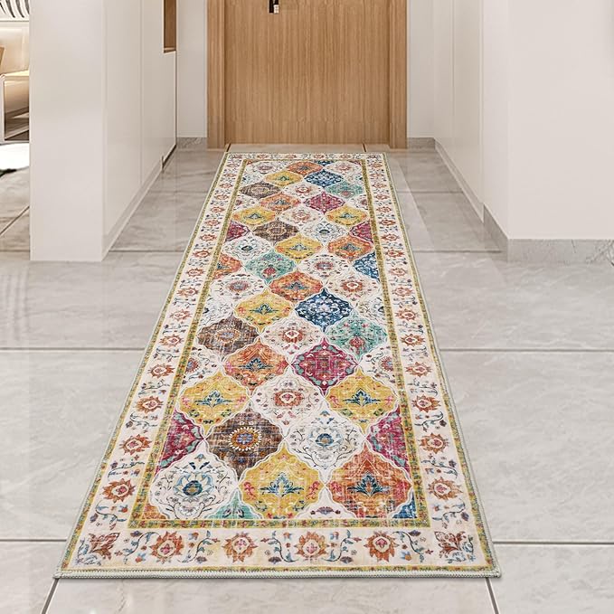 HEBE Hallway Runner Rug 2'x6' Washable Vintage Distressed Area Rugs Non Slip - Image 7