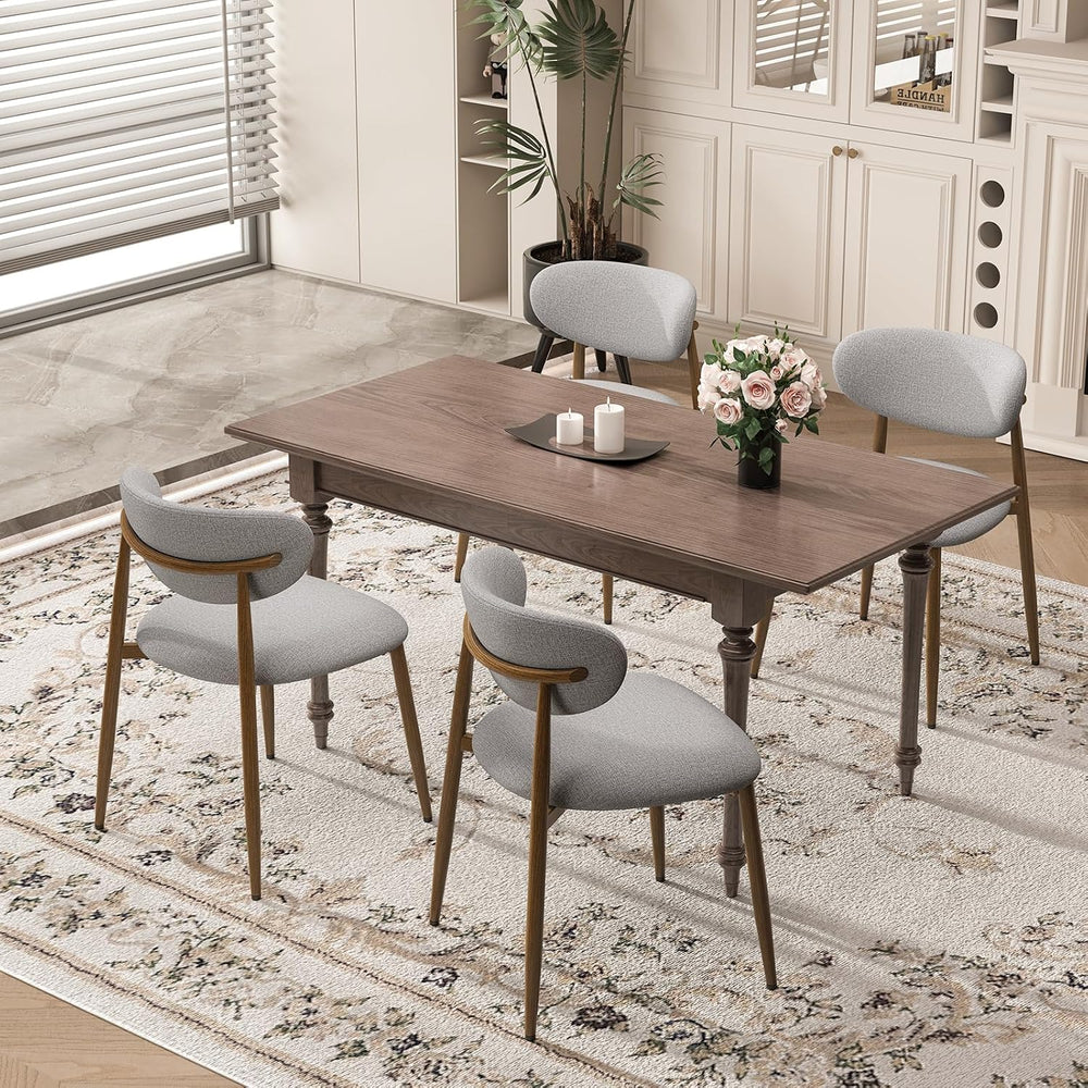 Dining Chairs Set of 4, Curved Back Kitchen Room Chairs with Metal Legs and A...