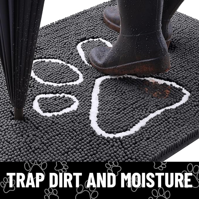 Smiry Dog Door Mat for Muddy Paws, Absorbent Dirt Trapper Non Slip Quick Dry - Image 2
