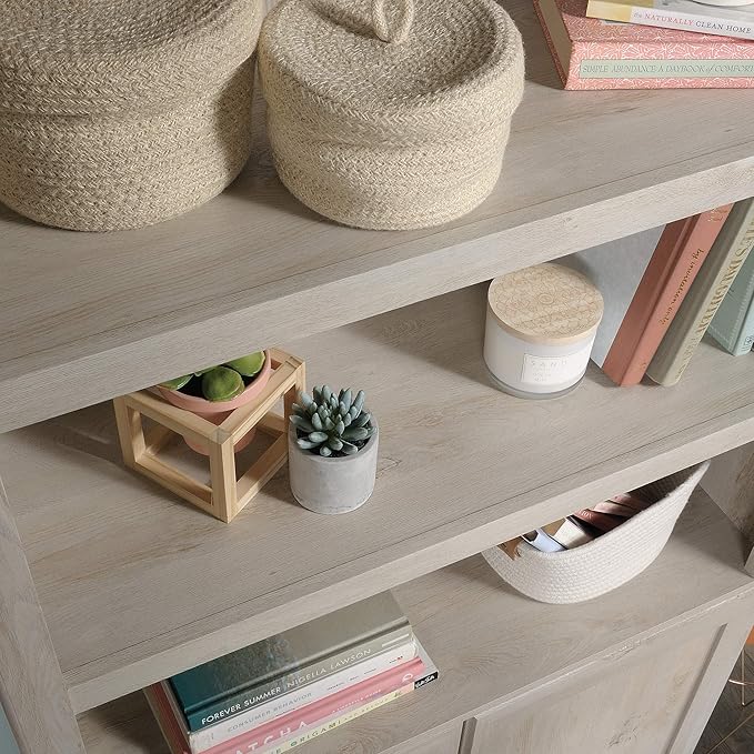 Sauder Miscellaneous Storage Bookcase with Doors, Adjustable Shelves, 5 Shelf...