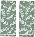 SKL Home Leaf Sprig Hand Towel Set-2pc, 100% Cotton, Reversible, Spruce | Soft & absorbent jacquard. For use in the bathroom, kitchen, or bar & makes a great gift.