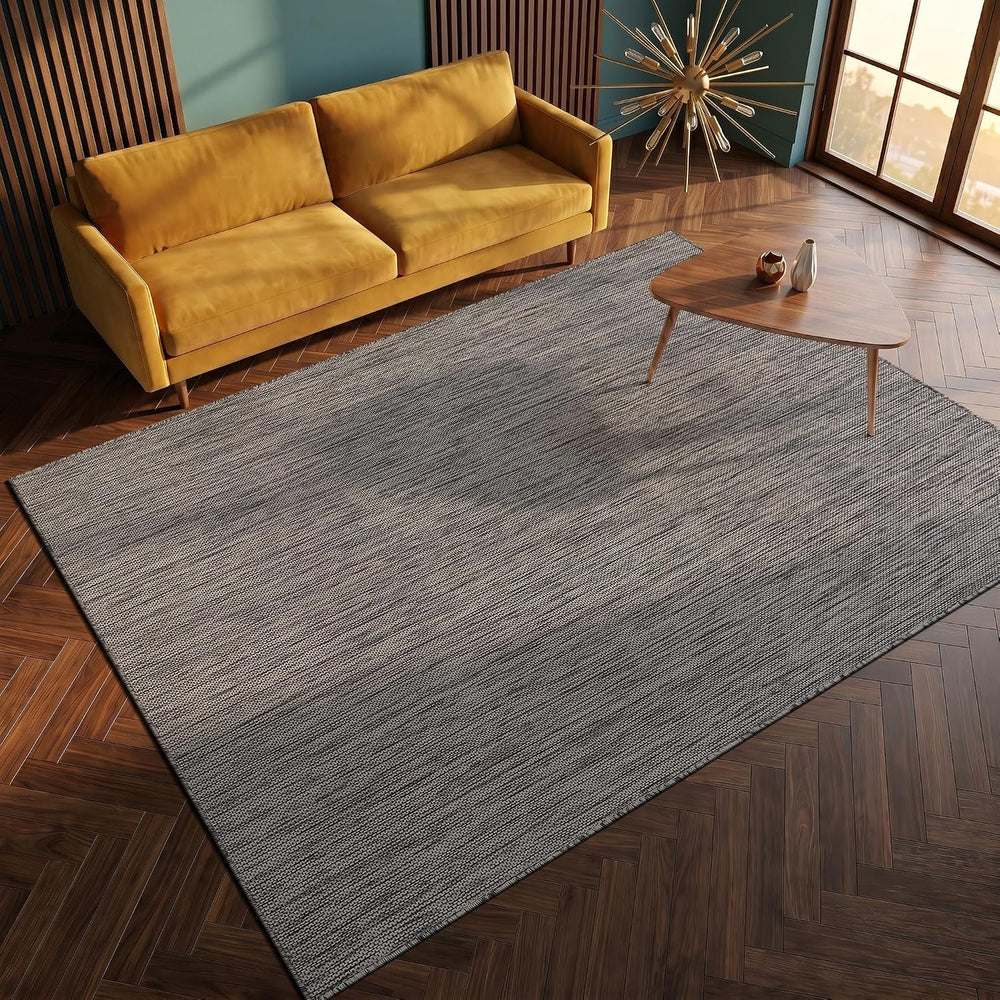 Outdoor Rug 8x10 Gray Washable Outside Rugs for Patios Porches Solid Modern W...