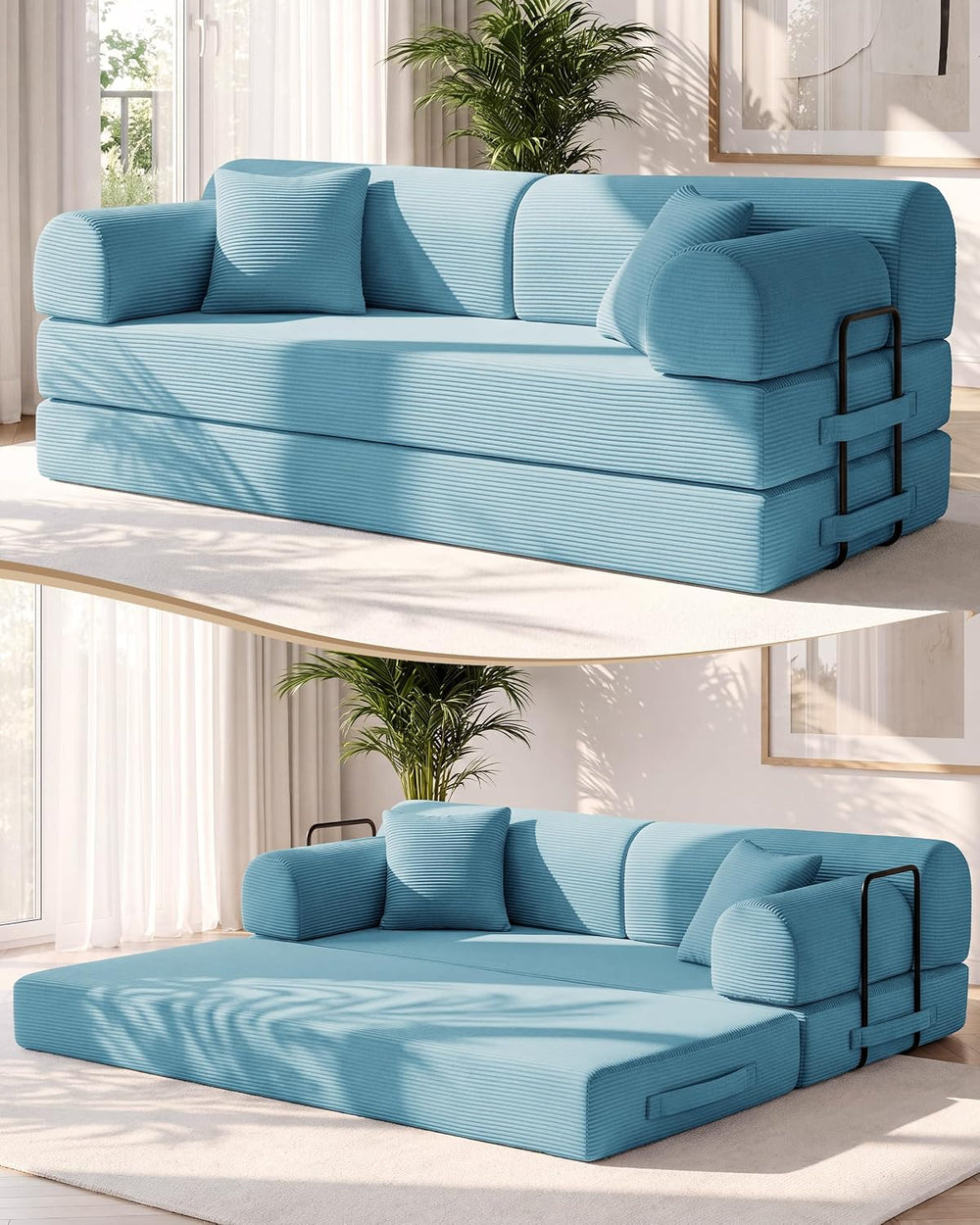 78.8" Convertible Sofa Bed, High Back Boneless Couch for Living Room