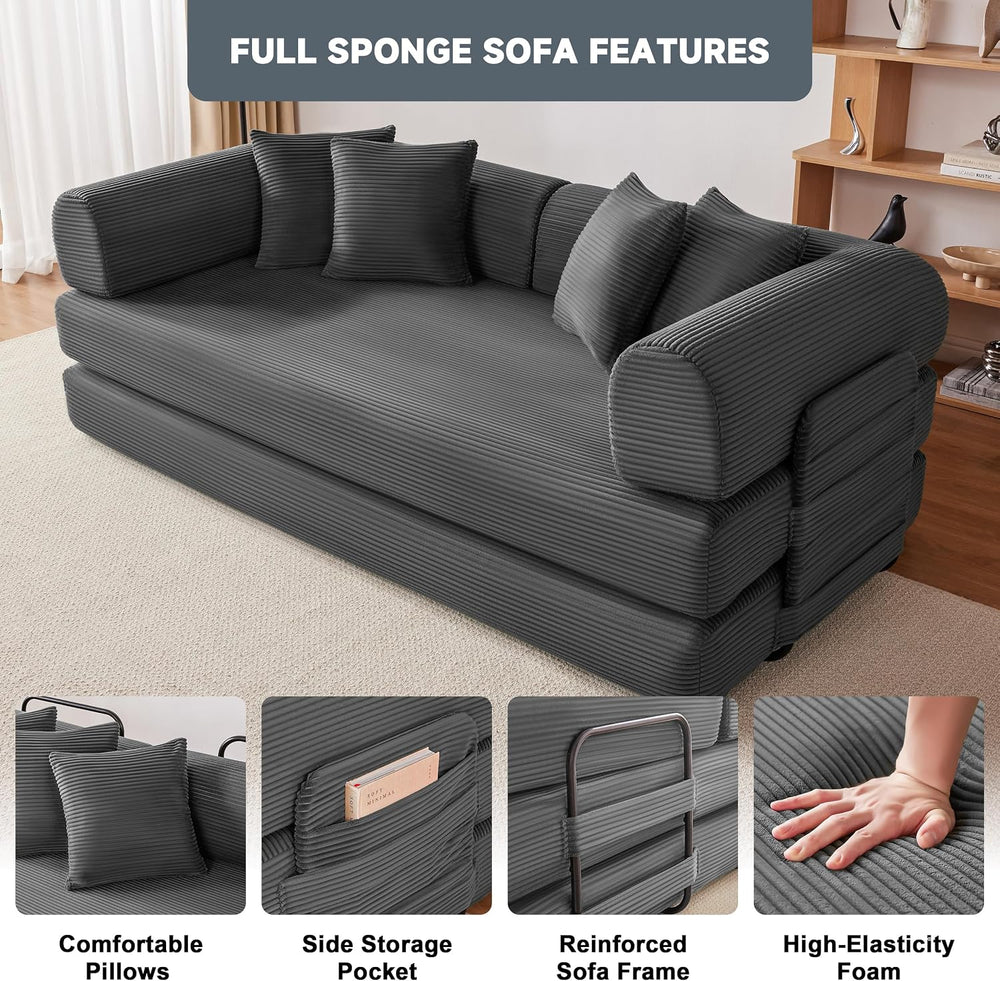 Weture 79" Oversized Boneless Couch with 4 Pillows,5 in 1 Convertible Sl...