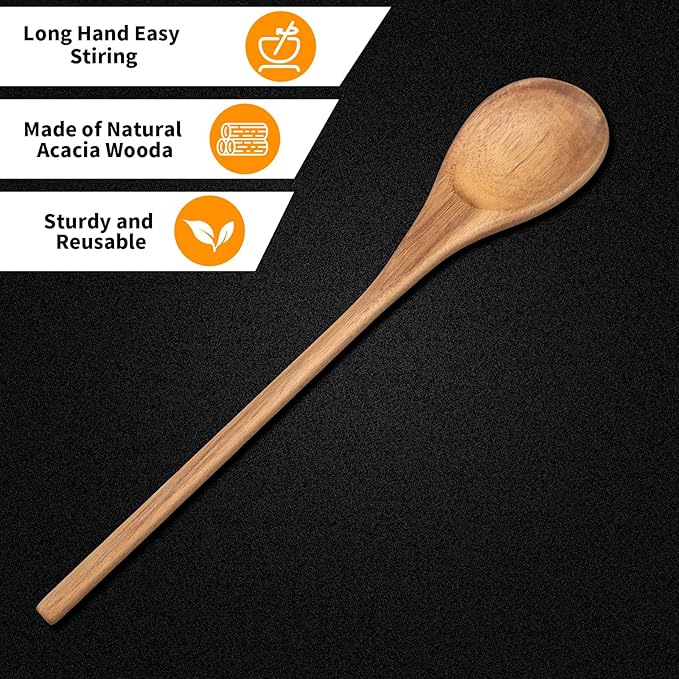 Wooden Spoonsfor Cooking 1PCS Acacia Wood Spoon 12.6" Wooden Utensils - Image 4