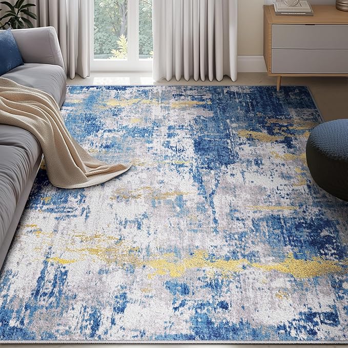 Washable Area Rugs 5'x7' Non-Slip Modern Abstract Soft - Image 2