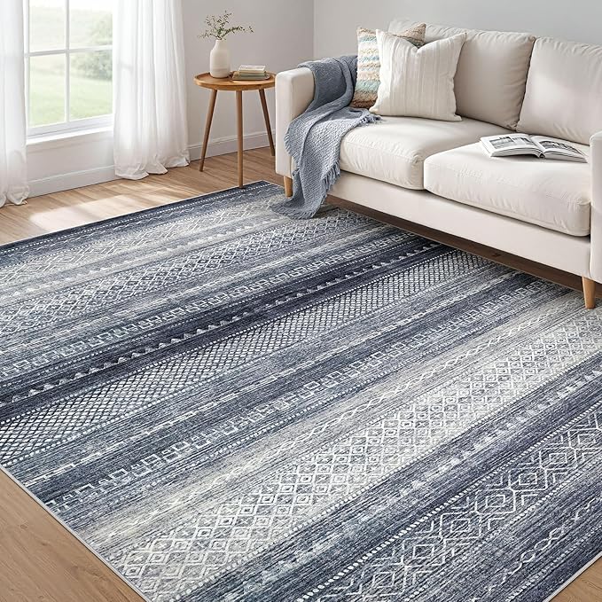 Nakagishi 5x7 Area Rugs Living Room: Washable Boho Large Neutral Soft Rug by NakagishiAreaRug