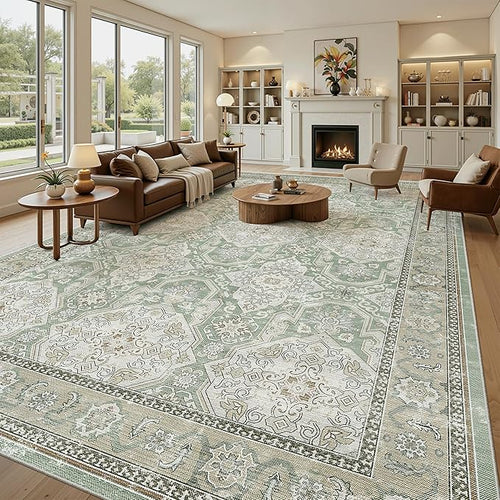 10x14 Area Rugs for Living Room, Non Slip Machine Washable Vintage Rugs by Soalmost