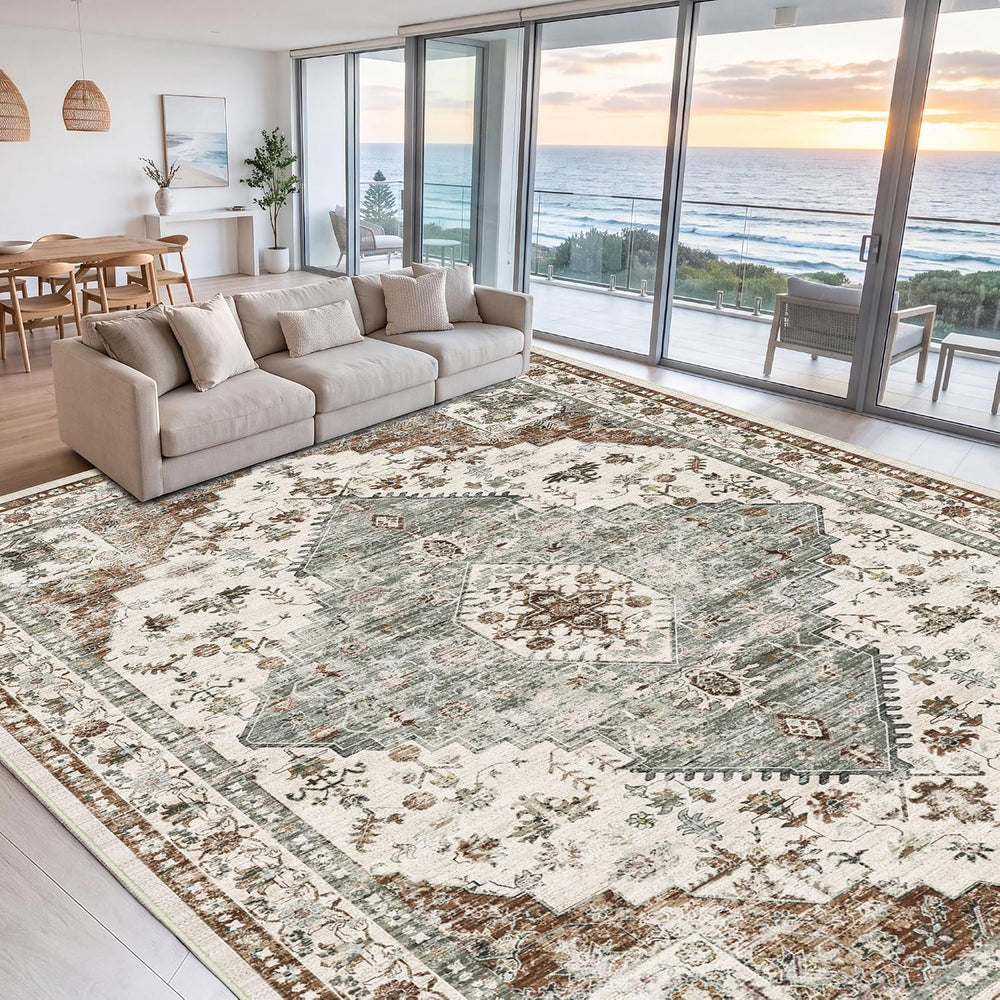 LIVELYGLOW 5x7 Washable Area Rug for Living Room, Large Carpet